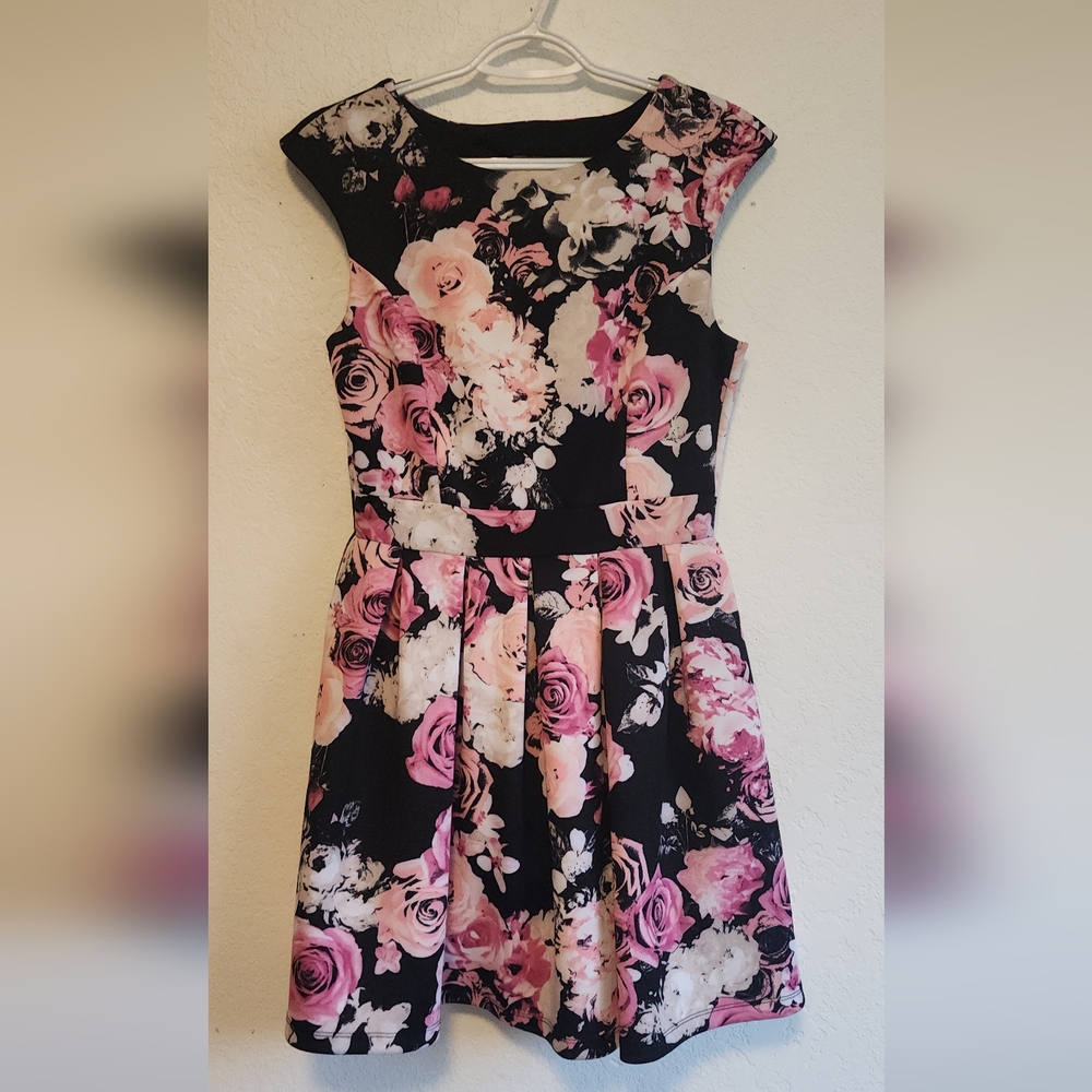 Black Floral Midi Dress